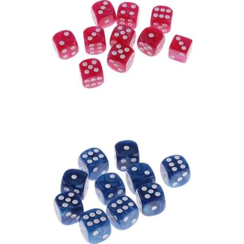 20pcs/Pack Pearlized Opaque 6 Sided Dice Role Play Game Accessory Pink+Blue