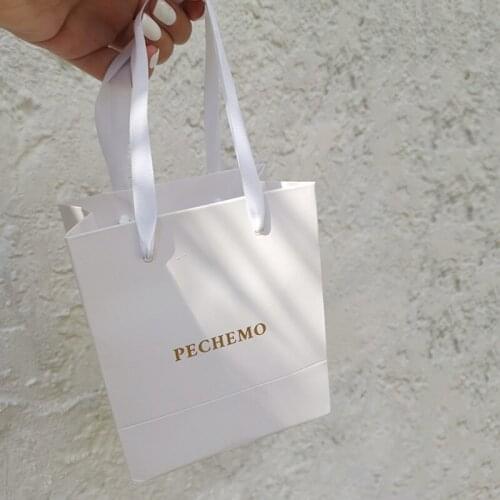 300pcs Paper Bags With Customized Logo Kraft Bag white bags Gift Wholesale Dropshipping Paper Shopping Bag 25*20*8cm
