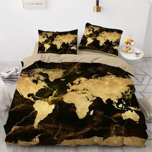 3D Map Design Comforter Duvet Quilt Cover Bedding Set Full King Queen Double Full Twin Sizes Camel Bed Linens Home Textile