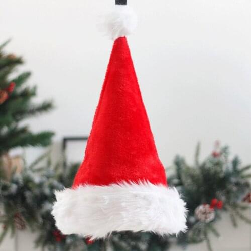 4 Pieces Soft Plush Santa Hat Classic Christmas Santa Claus Cap with Liner for Most Adults
