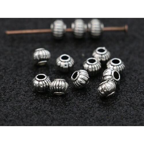 50pcs Antique Silver Plated Round Spacer Beads for Jewelry Making Bracelet Loose Beads DIY Handmade Accessories 4mm