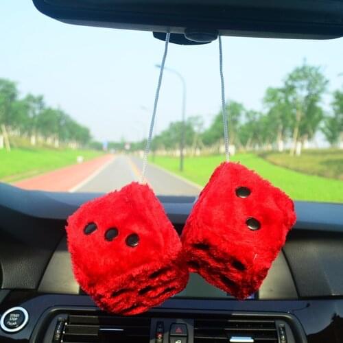 8cm Long Hair Perm Print Dot Dice Sponge Filling Plush Toys Cube Pendant Car Mini A Pair of Sieves Ornaments Childrens Gifts