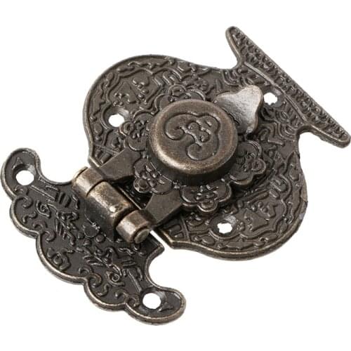 Antique Bronze Hasp Latch Jewelry Wooden Box Mini Cabinet Buckle Lock Decorative Q84D