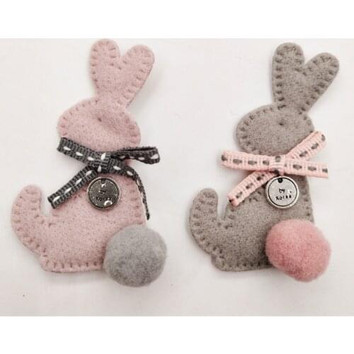10pcs/lot Rabbit Shape with bowknot decoration Padded appliques for headwear decoration handmade hair clip accessories