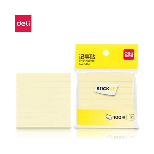 100 Sheets Deli 6414 Creative Work Sticky Notes / 76 * 76mm Note Paper / Horizontal Line Notepad / Stool Note Paper