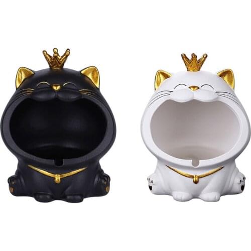 Home Cartoon Cat Ashtray Cute Creative Car Anti Fly Ash Ashtray Large Capacity Living Room Desktop Decoration Gift