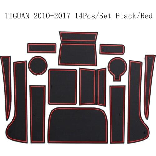 Fluorescence Anti Slip Car Mat For Volkswagen Tiguan 2010-2017 Tiguan-L 2017 PVC Storage Box Pad Gate Slot Mat Auto Decoration