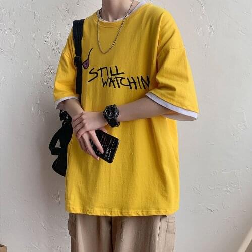 T-shirt Five-point Sleeve Summer Casual Letter Printed Cotton Student Trend Loose O-neck Short Sleeve Shirt Male Clothes Tide