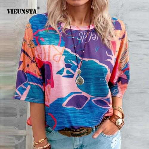 T-shirt Women Pulovers Print Tshirt Women 2021 Short Sleeve Vintage Tops Map Womens Fashion Summer Round Neck Elegant Woman Top