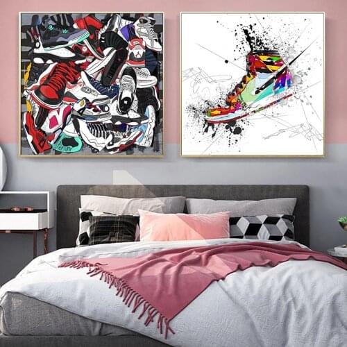 Graffiti Sports Board Shoes Sneakers Street Art Canvas Print Painting Fashion Modern Wall Image Living Room Home Decor Poster