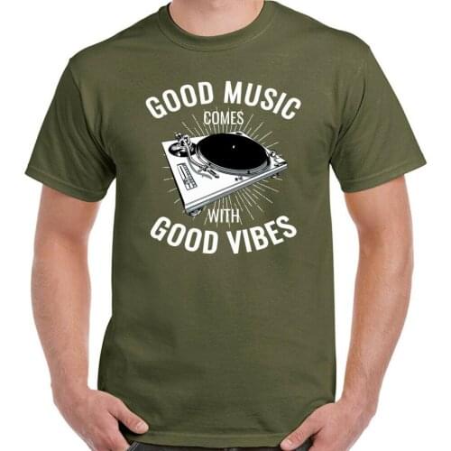 Good Music Vibes Mens Funny Dj T-Shirt Turntable Vinyl Record Player Technics 2019 ManS O-Neck Design Adults Casual T Shirt