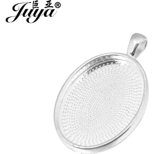 JUYA 5pcs Oval Pendant Settings Cabochons Bases Bezel Trays 18x25mm Cabochon Cameo DIY Necklace Jewelry Making Findings Crafts