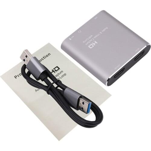 HD Video Capture Card USB 2.0 4K HDMI-compatible Video Game Grabber Record for PS4 Camcorder Switch Live Broadcast Camera Mic In
