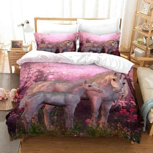 Horse Bedding Set Single Twin Full Queen King Size Animal Horses Bed Set Childrens Kid Bedroom Duvetcover Sets 3D 021