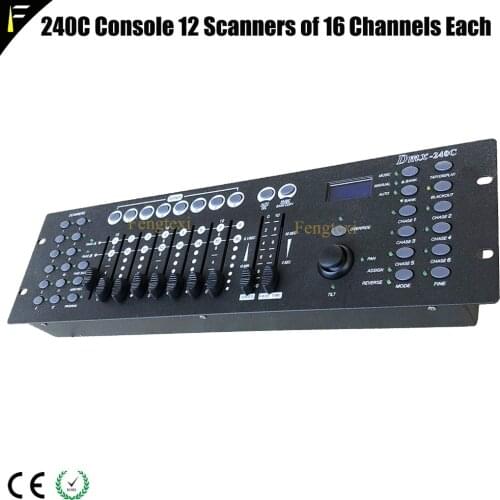 Joystick Pan and Tilt DMX 240C Console Dj/Disco Intelligent Controller with 12 Scanners of 16 Channels Each