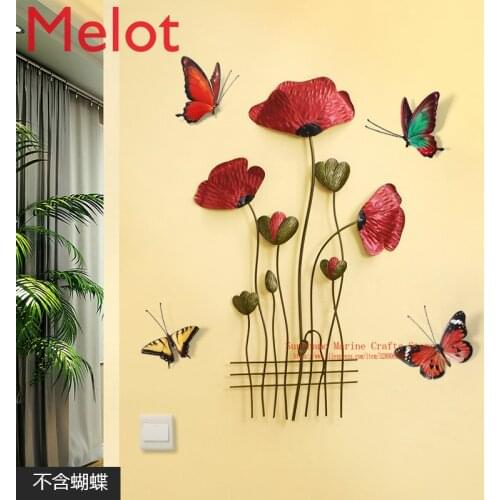 Creative Hanging Wall Mural Solid Iron Flower Pendant Wall Modern Living Room 3D Sticker Wall Decoration Aisle Porch Ornaments