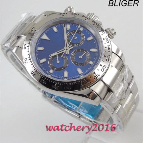 Sweet gifts 39mm Bliger Black Sterile Dial Crystal Luxury Brand sapphire glass 316L steel solid Automatic Movement mens Watch