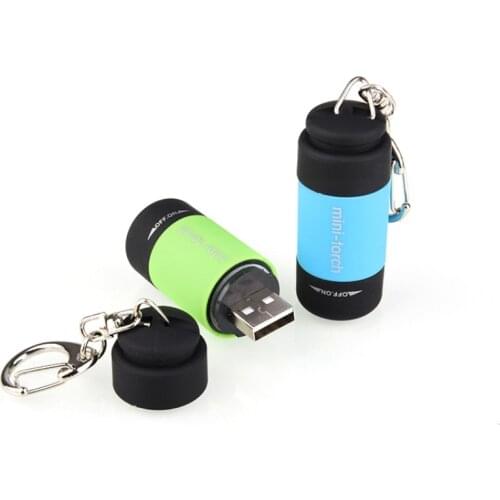 Mini Flashlight Tiny Pocket Torch LED Light USB Charge Portable Key Ring Lamp Torch Rechargeable Keychain Decorative Torch