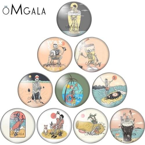 Fashion Cartoon Skull Illustration 10pcs 12mm/18mm/20mm/25mm Round photo glass cabochon demo flat back Making findings