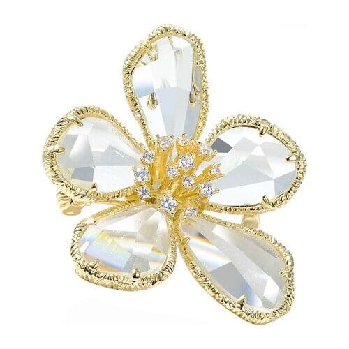 Fashion Women Flower Brooches Crystal Sweater Coat Lapel Pin Scarf Buckle Wedding Office Jewelry Gifts