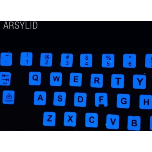 English nightlight keyboard sticker, English language Laptop keyboard Covers, cool blue backlit Blu-ray General keyboard sticker