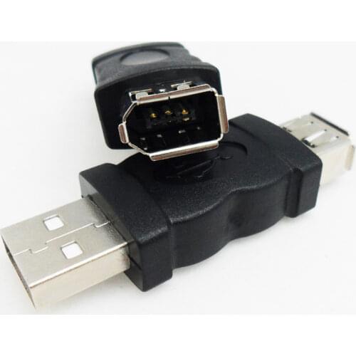 New Firewire IEEE 1394 6 Pin Female To USB 2.0 Type A Male Adaptor Adapter Cameras MP3 Player Mobile Phones PDAs Black Dropship