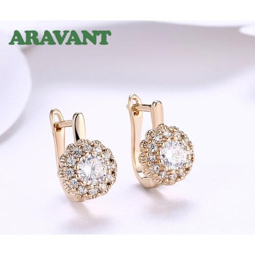 Silver Color Clear Zircon Flowers Drop Earrings For Women Wedding Fashion Jewelry