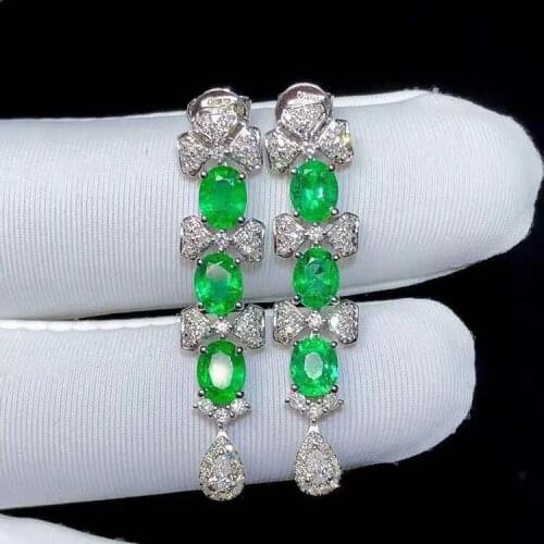 New Arrival Natural and Real Emerald Earring 925 Silver sterling Fine Charm Jewelry for Women Wedding Party Earring
