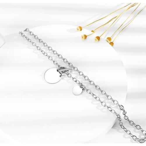 Necklaces for womens Double pendant necklace jewelry stainless steel long necklace fashion chain on the neck statement choker