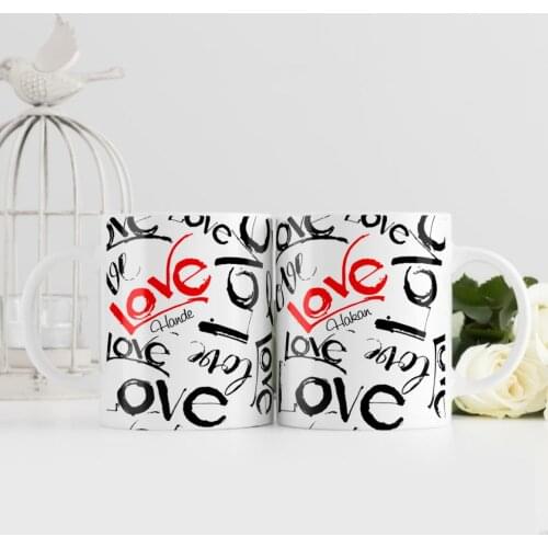 Personalized Dual Valentine 'S Day Themed White Mug Cup-76