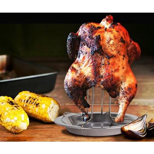 Rooster Chicken Roasting Roaster Rack Stand Steel Rack fr Barbecue Grill