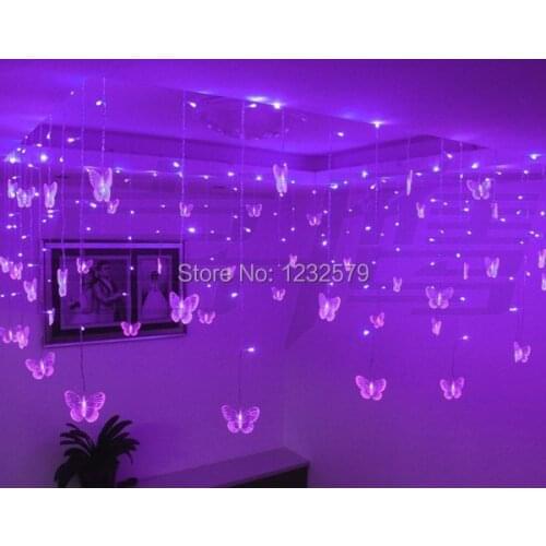 Multi-color 4m LED Holiday Curtain Decoration Wedding LIGHTS STRING Strip 100 SMDs 18 Butterfly 110V/220V Free shipping