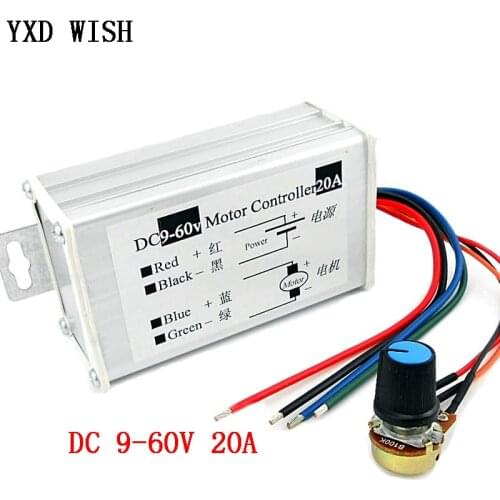 Motor Speed Controller DC 29V 12V 24V 48V 60V 20A PWM Motor Speed Controller Regulator Driver 20A 0-1200W Adjustable Current