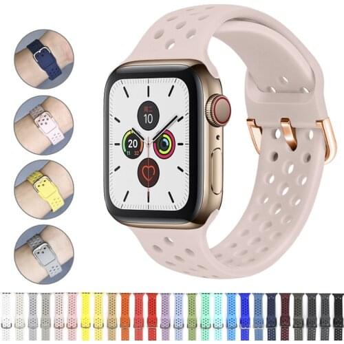 Silicone Strap For Apple Watch band 44mm 40mm 38mm 42 mm Rubber belt smart watch bracelet iWatch serie se 6 5 4 2 3 SE 1 strap