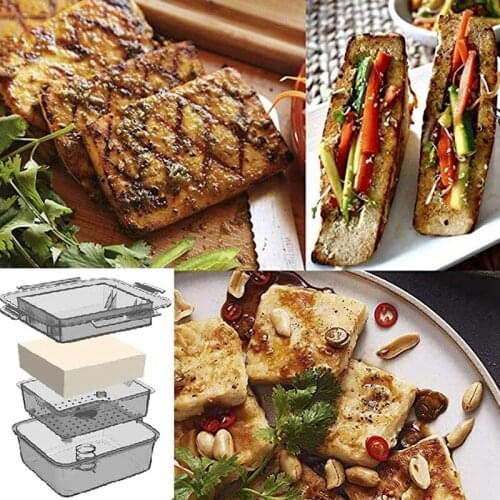DIY Plastic Tofu Press Mold Homemade Tofu Mold Soybean Curd Tofu Making Mold with Cheese Cloth Kitchen Cooking Gray