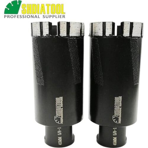 SHDIATOOL 2pcs Dia 45mm 5/8-11 Thread Laser Welded Diamond Dry Drilling Core Bits With Side Protection Drilling Bits Hole Saw