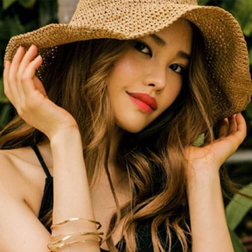 Foldable Wide Brim Floppy Girls Straw Hats Sun Hat Beach Women Summer Cap Women Travel UV Hat Lady Caps Female