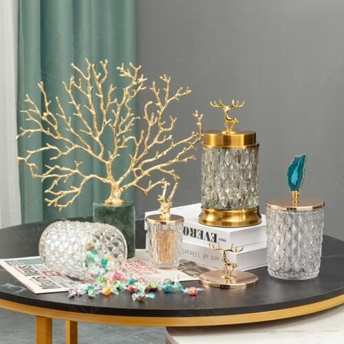 Glass with Lid Storage Jar Elk Candy Snacks Jars Jewelry Cosmetic Containers Adornment Storage Tank Home Decoration Modern