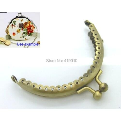 Free Shipping-3PC Metal Frame Kiss Clasp Arch For Purse Bag Lock Handle DIY Handmade Antique Bronze Ball 8.5x6cm J2615
