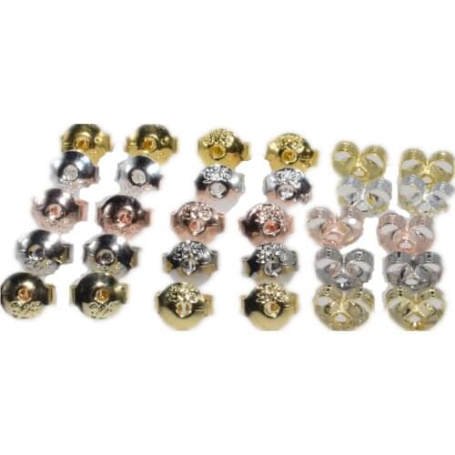 50pcs 6x4.5mm Gold Silver Tone Copper Earrings Back Rose Butterfly Ear Nuts Stopper Fit DIY Jewelry Making Supplies
