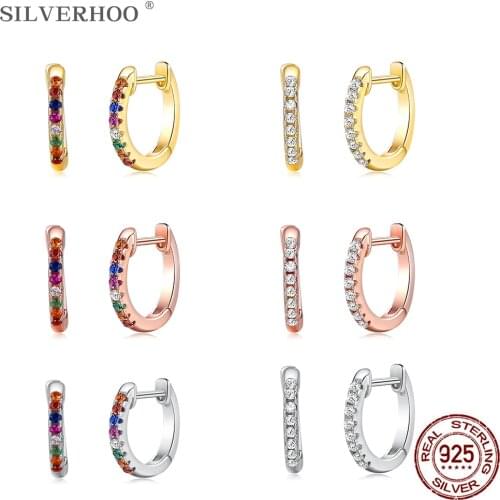 Sterling Silver 925 Earrings For Women Gold Color Sparkling Cubic Zircon Hoop Earring Valentines Day Gift Fine Jewelry Earrings