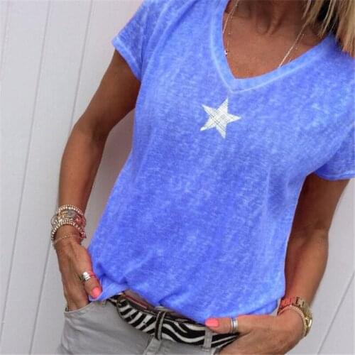 Women Short Sleeve Female 2021 Summer V Neck Tops Casual T Shirts Basic Tops Pentagram Bamboo Fiber Womens Tees