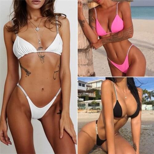 2021 Women Crystal Bikini Set Swimwear Padded Bra Sequin Bikinis Biquini Womens Bathing Suit Beach Swimsuit Brazilian Bikinis
