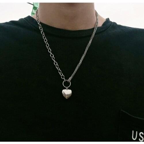 Simple Love Heart Charm Pendant Necklace Silver Color OT Clasp Chain Necklace For Women Jewelry Gifts