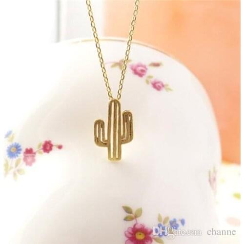 ZMZ 50pcs/lot 2018 Europe/US fashion minimalist cute girls Charm Jewelry Desert Plant Cactus Pendant Necklace