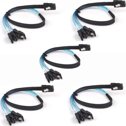 1/2/3/4/5 pcs 0.5m Mini SAS 36Pin SFF-8087 Male to 4 SATA 7Pin Female Cable Mini SAS Host/Controller to 4 SATA Target/Backplane