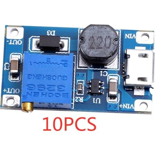 10PCS DC DC Voltage Converter Step Up Boost Adjustable Booster Step-up Adapter 2A Micro USB Module 2V-24V to 5V 9V 12V 28V Board