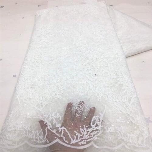 2021 white High Quality African Nigerian Tulle Lace Fabric French Tulle Lace Embroidery French Dress Milk Silk Voile Cord 5yards