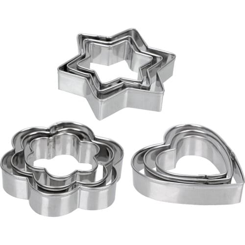 3pcs/set Stainless Steel Egg Mould Cookie Cutter Baking Mold Baking Mould Biscuit DIY Mold Star Heart Flower Cutter