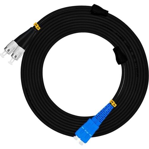 49FT Outdoor Armored 15Meters FC-SC Duplex 9/125 OS1 Single-mode Fiber Optic Cable Patch Cord Jumper FC to SC FC/PC-SC/PC